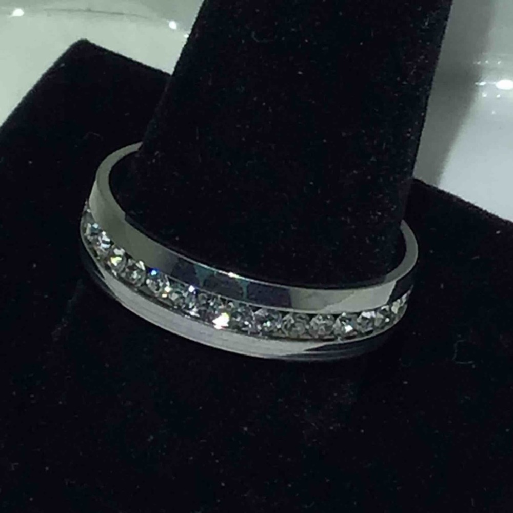 925 silver plated sapphire wedding band